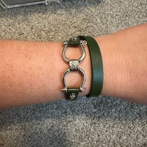 Rustic Cuff olive green leather bracelet